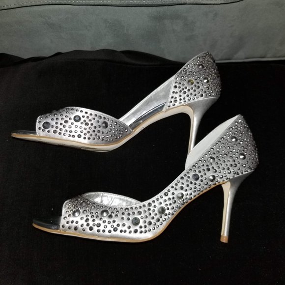 Silver shoes with rhinestones, size 38, NWT - Picture 1 of 8